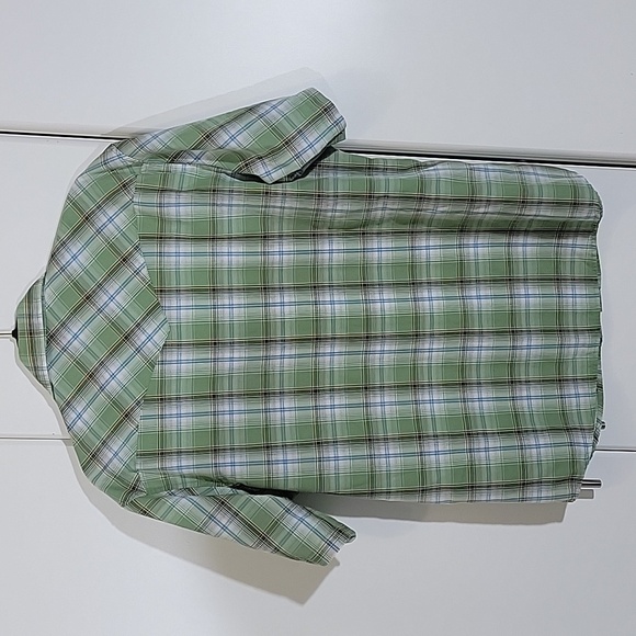 Wrangler Western Pearl Snap Shirt Short Sleeve Green Plaid Button Up Size L - Picture 5 of 5